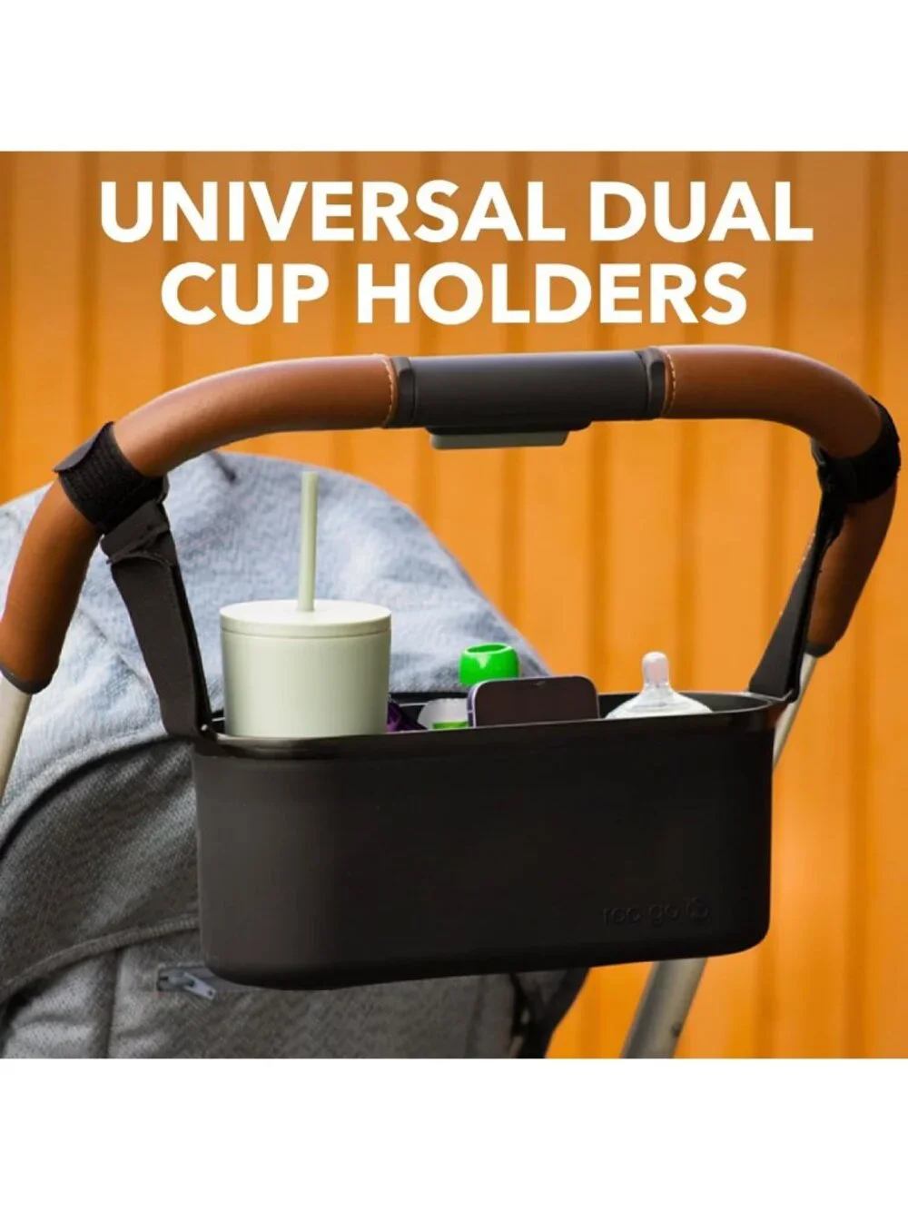 Waterproof Silicone Stroller Organizer with Cup Holders & Anti-Slip Straps
